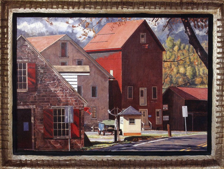 Contiguity, Prallsville Mill. d. 2003, oil on canvas, 25x36 inches